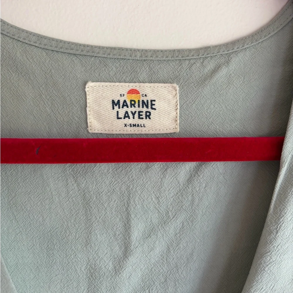 Marine Layer Sage Green V Neck Button Down Blouse Size XS